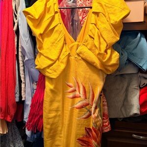 FARM Rio Yellow Midi Dress